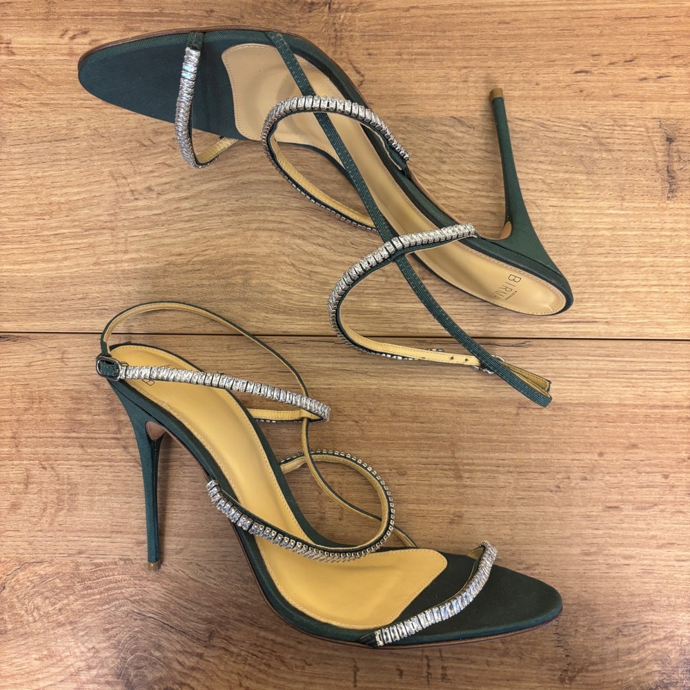 ALEXANDRE BIRMAN Sally Zircone Sandal Heel Emerald Green Women Size 39.5 Formal - Picture 10 of 14